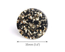 4 Black Acrylic Circles with Gold Foil Flakes, 35mm, Gold Flecked Earring Blank Findings, Plastic Discs, Glitter Resin Charms, CN260-35-BKGF