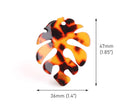 2 Large Oak Leaf Pendants, Red Tortoise Shell, Cellulose Acetate, 47 x 36mm
