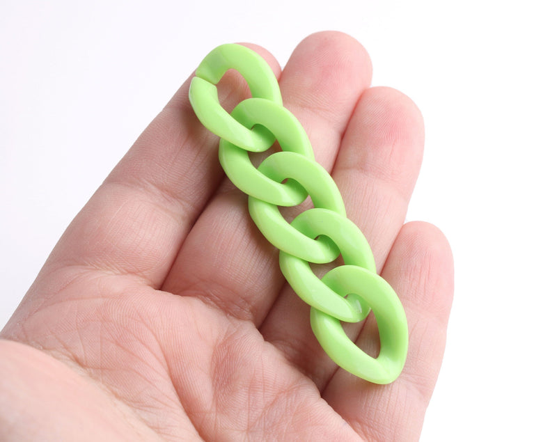 1ft Lime Green Acrylic Chain Links, 23mm, Bright Colored, For Decorative Handbag Straps