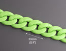 1ft Lime Green Acrylic Chain Links, 23mm, Bright Colored, For Decorative Handbag Straps