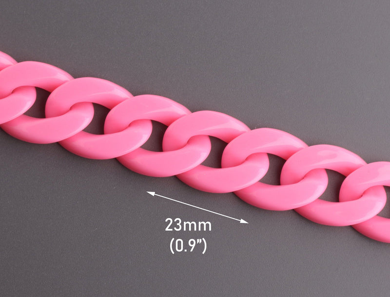 1ft Bubblegum Pink Chain Links, 23mm, Bulky and Chunky, For Decorative Bag Straps