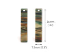 4 Bar Charms for Earrings, Sage Green Tortoise Shell, Stripes, Cellulose Acetate, 36 x 7.5mm