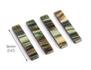 4 Bar Charms for Earrings, Sage Green Tortoise Shell, Stripes, Cellulose Acetate, 36 x 7.5mm