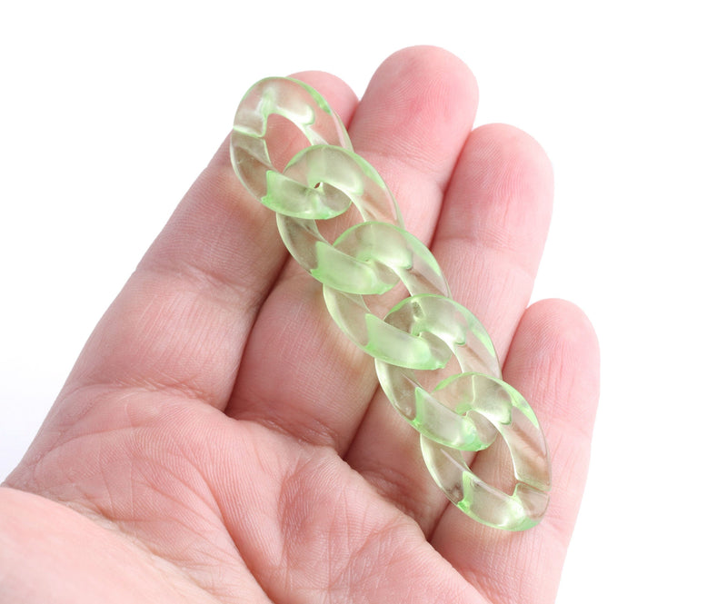 1ft Green Acrylic Chain Links, 23mm, Transparent, For Decorative Clog Shoe Chains
