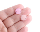 4 Small Circle Connectors in Ballet Pink and White Pearl, Two Holes, Eco-Friendly Acetate, 12mm