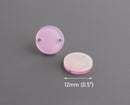 4 Small Circle Connectors in Ballet Pink and White Pearl, Two Holes, Eco-Friendly Acetate, 12mm