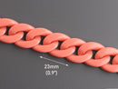 1ft Peach Acrylic Chain Links, 23mm, Light Orange Colored, For Wrist Keychains