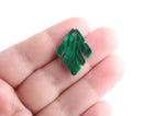 2 Engraved Green Leaf Charms, 1" x 0.75" Inch, Laser Cut Acrylic Shapes, Rhomboid Birch Leaf Beads, Dark Green Tortoise Shell, FW046-25-GN13