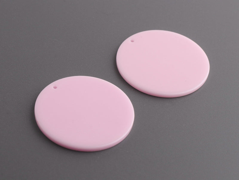 4 Large Circle Pendants in Light Pink, Laser Cut Acrylic, Soft Pastel Colors, 35mm