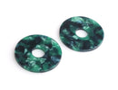 2 Dark Green Acetate Charms, Wheel Beads, Acrylic Earring Blanks, Small Necklace Pendant, Emerald Green Tortoise Shell Supply, RG086-35-DG1