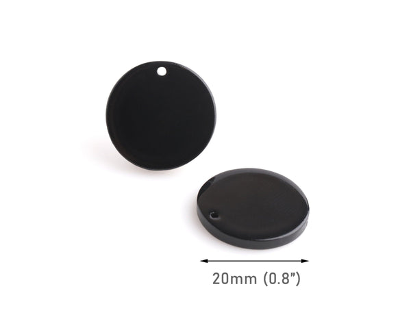 4 Round Black Earring Charms, 20mm, Monogram Blanks for Vinyl, Keychain Blanks, Popular Right Now, Plastic Discs with 1 Hole, CN278-20-BK04