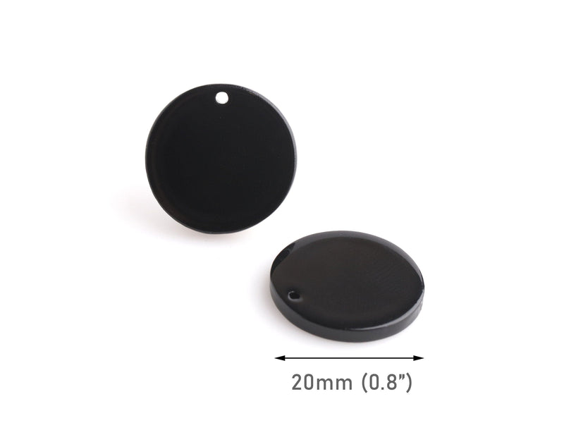 4 Round Black Earring Charms, 20mm, Monogram Blanks for Vinyl, Keychain Blanks, Popular Right Now, Plastic Discs with 1 Hole, CN278-20-BK04