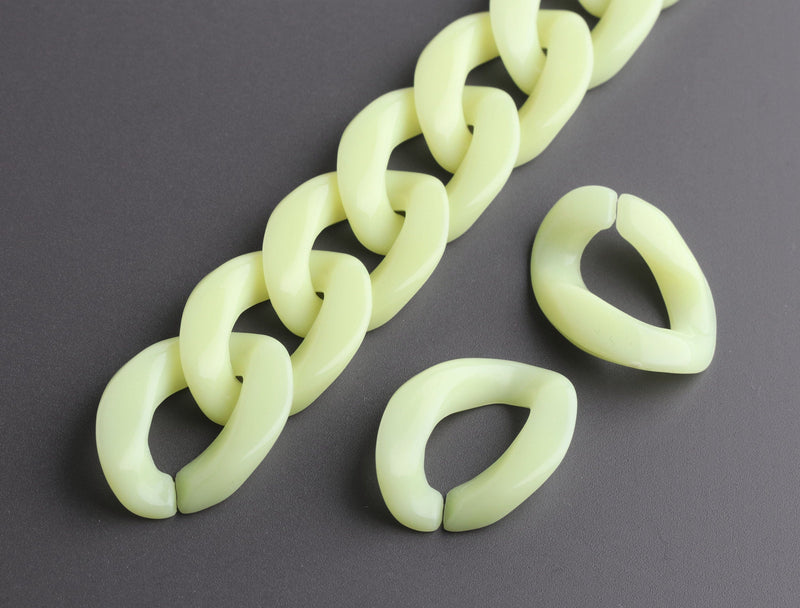 1ft Yellow Acrylic Chain Links in Lemon Sorbet, 23mm, Pastel, Quick Links, For Necklaces