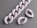 1ft Dove Gray Acrylic Chain Links, 23mm, Flat Curb Chain, For Cuban Necklaces