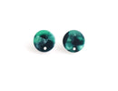 4 Green Tortoise Shell Studs with Hole, Earring Making Pieces, 12mm