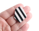 2 Geometric Pendants with Black and White Stripes, 37 x 28mm, Cellulose Acetate Charms, Striped Acrylic Beads, Diamond Shaped, DX113-37-BWST