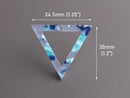 2 Geometric Pendants in White and Blue Marble, Blue Acetate Charms, Triangle Connectors, Blue Tortoise Shell Jewelry Supplies, TR026-35-U03