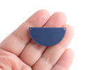 2 Dark Blue Half Circle Connectors, Two Holes, Cellulose Acetate, 37 x 18mm