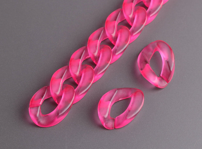 1ft Hot Pink Acrylic Chain Links, 23mm, Transparent Plastic, For Gyaru Necklaces