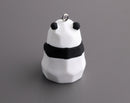 1 Geometric Panda Bear Figurine with Loop, Low Poly, Small Plastic Spirit Animal Totem, Matte Rubber Coated, 1.7" Inch