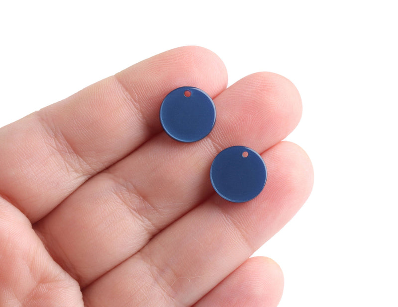 4 Minimalist Blue Resin Charms 0.5", Sapphire Birthstone Charm, Simple Blue Earring Blank, Popular Right Now, Small Round Disc, CN271-12-U05