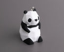 1 Geometric Panda Bear Figurine with Loop, Low Poly, Small Plastic Spirit Animal Totem, Matte Rubber Coated, 1.7" Inch
