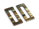 2 Sage Green Acetate Charms, 2" Inch, Green Stripe Rectangle Earring Parts, Tortoise Shell Acrylic Blank, Large Resin Pendant, DX099-50-GN07