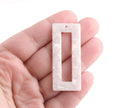 2 Pearl White Resin Pendants, 50mm Rectangle Earring Part, Geometric Charm, White Tortoise Shell Bead, Plastic Acrylic Pendant, DX101-50-W11