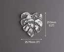 2 Monstera Acrylic Charms with Silver Foil Flakes, Glitter Acrylic Pendant, Jungle Plant Leaf Charms, Earring Findings, FW048-30-CSF
