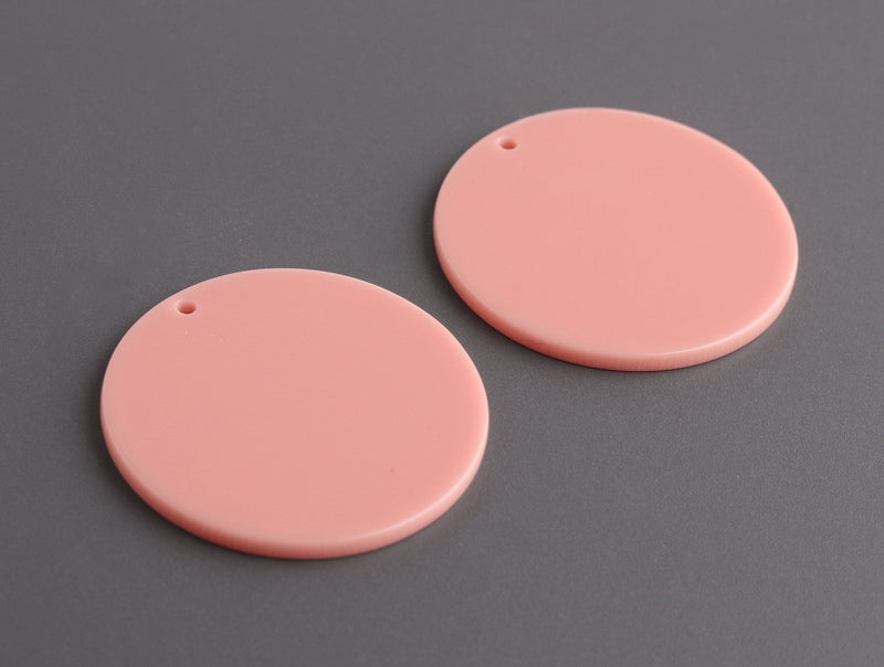 4 Peach Acrylic Circles 35mm, Plastic Disc Charm, Orange Coral Bead, Laser Cut Acrylic Shapes for Jewelry Making, Pastel Pink, CN277-35-PK05