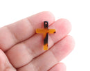 2 Cross Pendants for Women and Men, 25 x 17mm, 1 Inch Cross Charm Bulk, Acetate Tortoise Shell Supply, Christian Faith Charm, DX104-25-TT