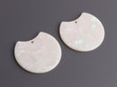 2 Iridescent White Half Circle Blanks, 37 x 33.5mm, Plastic Resin Pendants, Acrylic Earring Blanks, Half Moon Earring Findings, HC013-37-W19