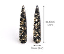 4 Black Teardrop Charms with Gold Foil Flakes, Laser Cut Acrylic, 54.5 x 11mm