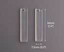 4 Clear Acrylic Bar Blank Charms, 1 Hole, Transparent, 36 x 7.5mm