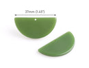 2 Olive Green Half Circle Charms, Cellulose Acetate, 37 x 18mm