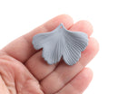 2 Light Gray Gingko Leaf Charms, 1.75" Inch, Matte Gray, Botanical Pendants, Mermaid Fish Tail Charms, Craft Jewelry Supply, FW053-45-GY08