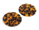 1 Tortoise Shell Circle Blank, No Holes, Cellulose Acetate, 2.5" Inch