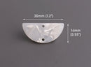 2 Pearl White Half Circles with 2 Holes, 30mm, Earring Blank Charm, Double Loop, Half Moon Connectors, Jewelry Supply Findings, HC017-30-W12