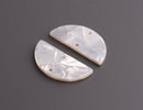 2 Pearl White Half Circles with 2 Holes, 30mm, Earring Blank Charm, Double Loop, Half Moon Connectors, Jewelry Supply Findings, HC017-30-W12