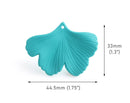 2 Turquoise Ginkgo Leaf Charms, 1.75" Inch, Matte Blue Turquoise, Natural Organic Shape Plants, Wavy Butterfly Wing Charms, FW054-45-TQ01