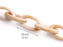 1ft Cafe Latte Acrylic Chain Links, 35mm, Light Brown and White Marble, Light Tortoise