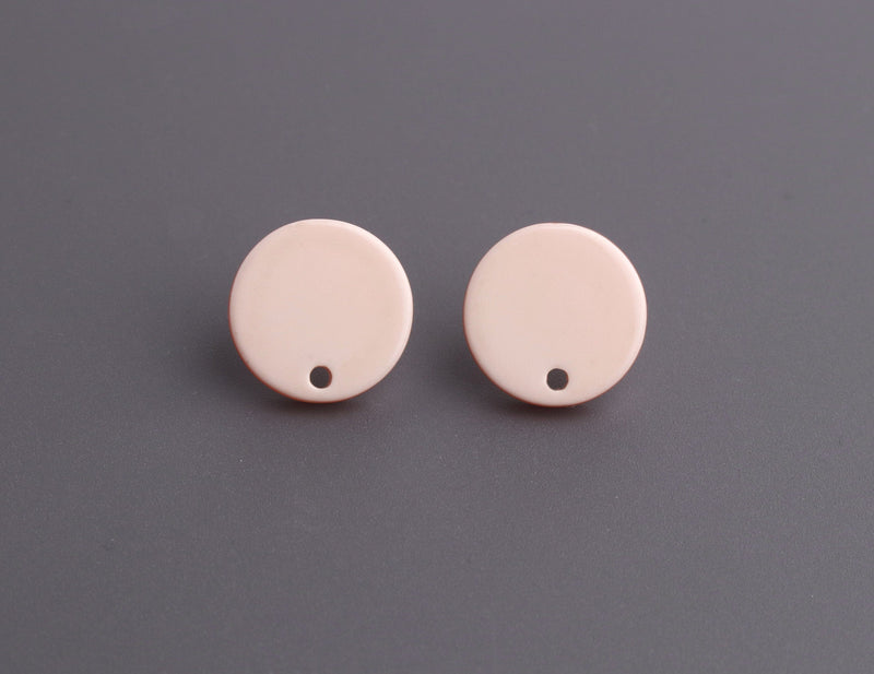 4 Nude Earring Stud Blanks, 15mm, Resin Earring Parts, Light Pink Acetate, Acrylic Studs with Hole, Round Post Earrings, EAR082-15-PK23