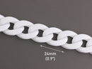 1ft Pure White Acrylic Chain Links, 24mm, Bulky Curb, For Decorative Purse Handles