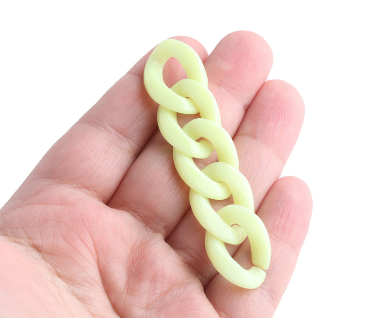 1ft Yellow Acrylic Chain Links in Lemon Sorbet, 23mm, Pastel, Quick Links, For Necklaces