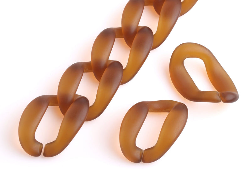 1ft Frosted Plastic Chain Links in Coffee Brown, 38mm, Raised Curb Chain