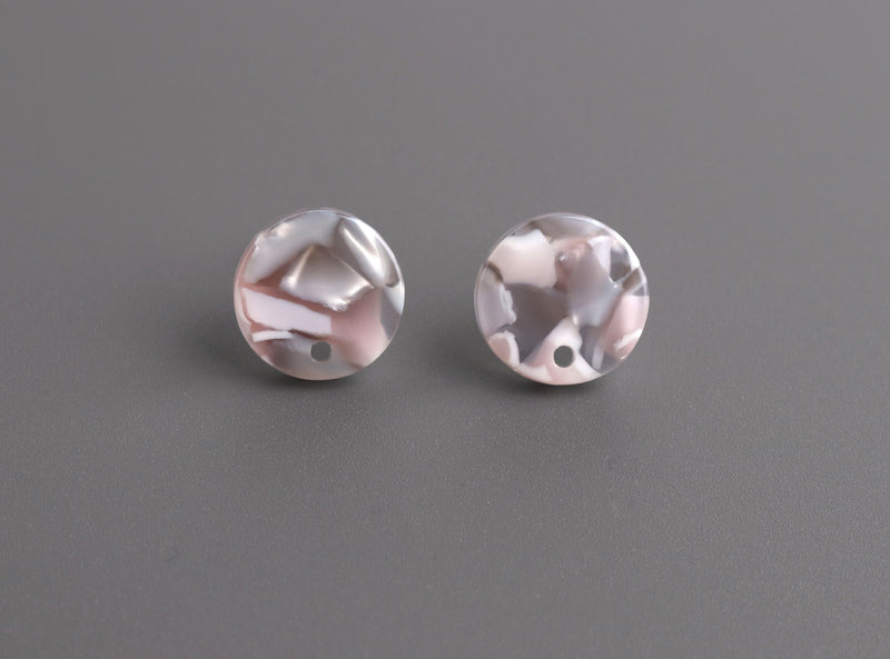 4 Light Gray Tortoise Shell Studs with Hole, 12mm EAR085-12-GY01