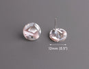 4 Light Gray Tortoise Shell Studs with Hole, 12mm EAR085-12-GY01