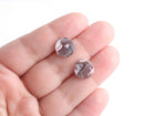 4 Light Gray Tortoise Shell Studs with Hole, 12mm EAR085-12-GY01