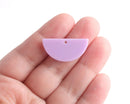 2 Pastel Purple Half-Circle Charms, Acrylic, 30 x 15mm