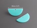 2 Mint Green Half Circle Charms, Acrylic, 30 x 15mm
